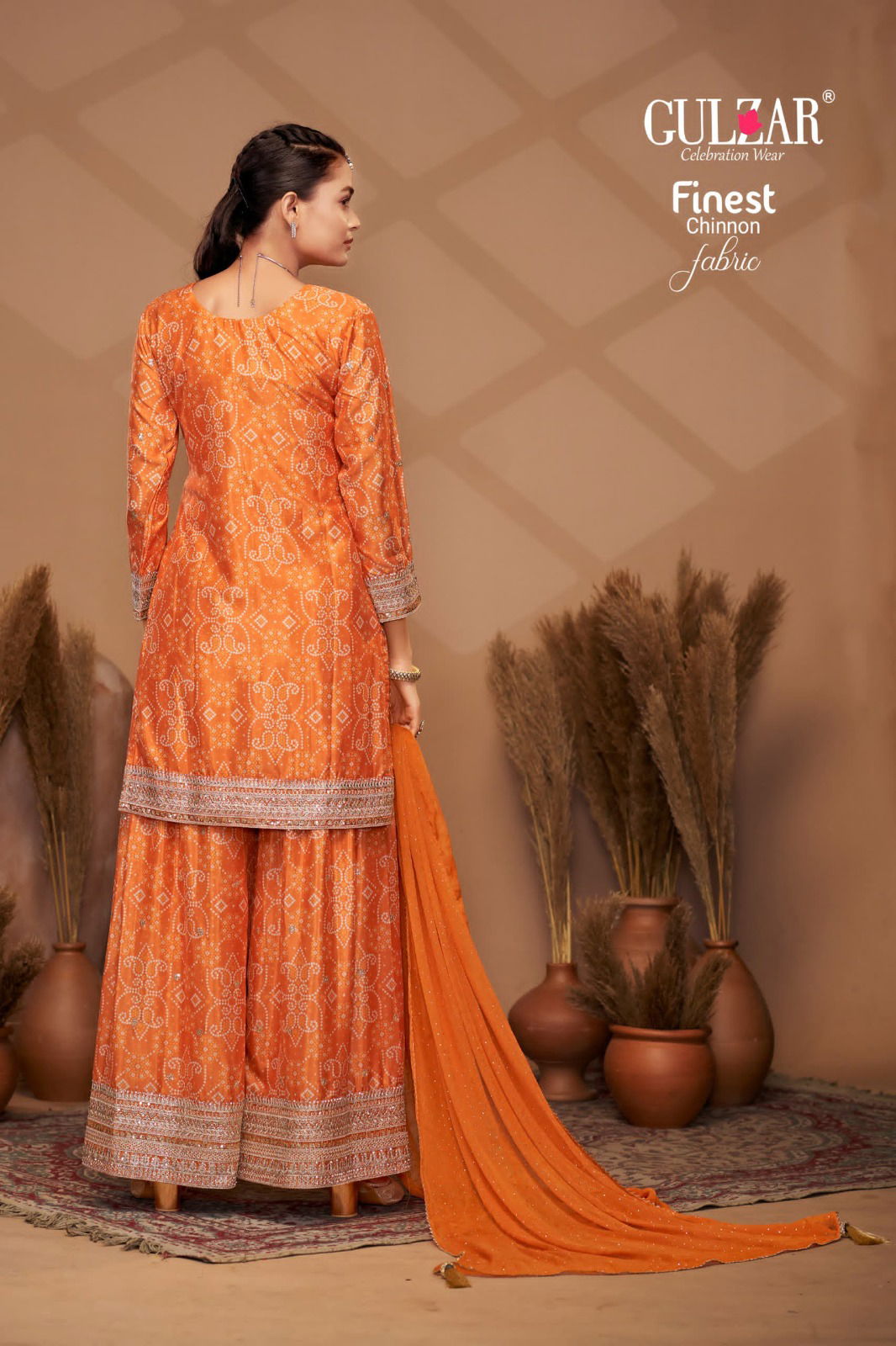 Bandhrej By Gulzar Chinnon With Embroidery Work Top Pant With Dupatta Online Wholesale